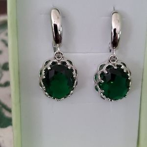 Sterling Silver Zircon 925 Stamped Green Earrings